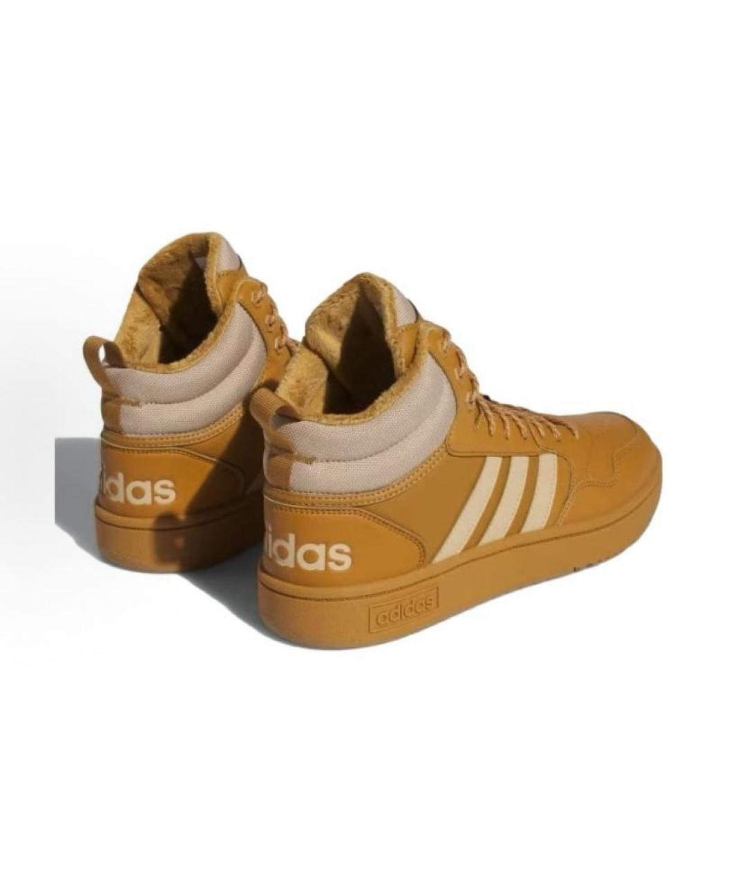 ADIDAS Горчичные кожаные высокие кроссовки / кеды, фото 5