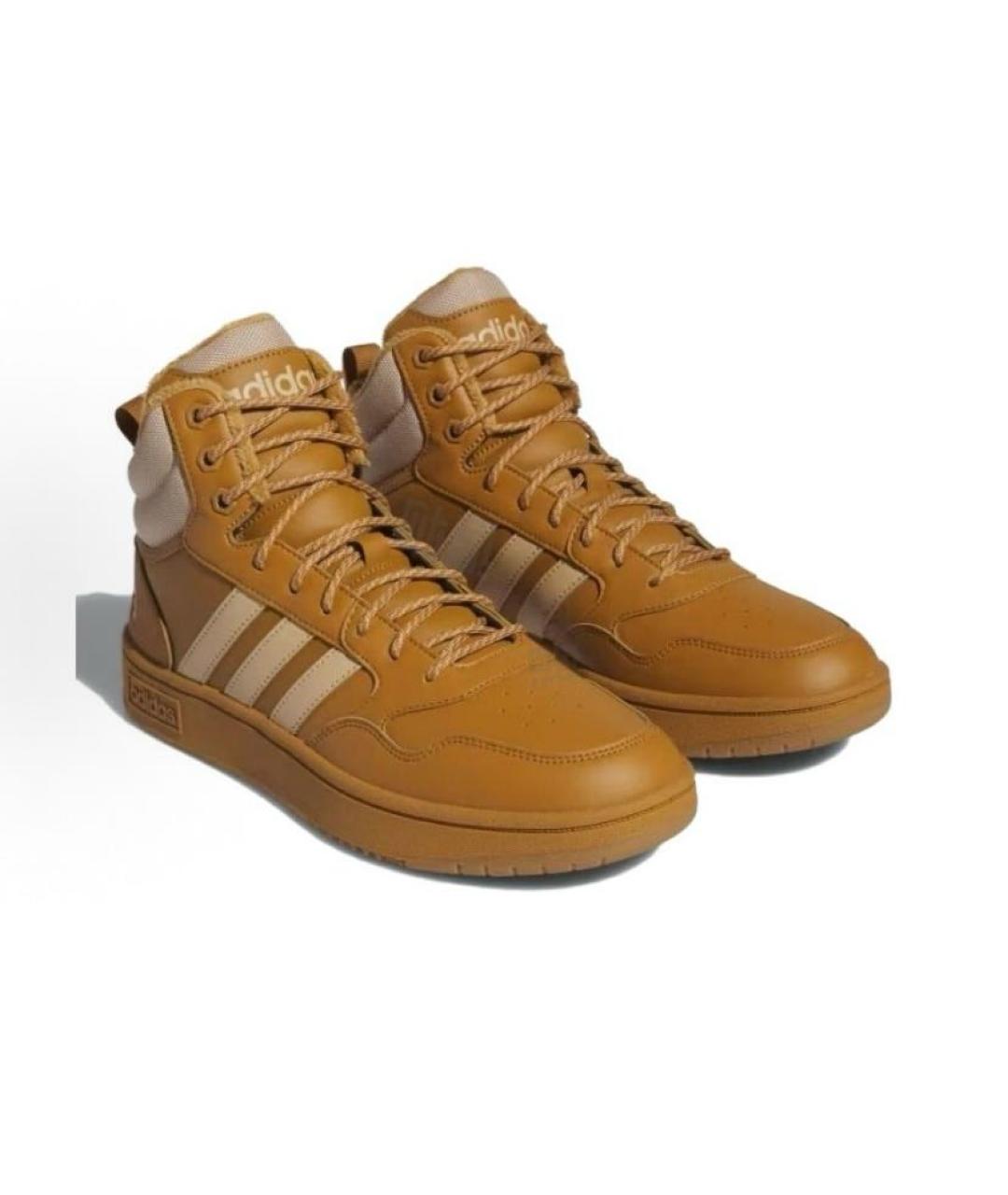 ADIDAS Горчичные кожаные высокие кроссовки / кеды, фото 4