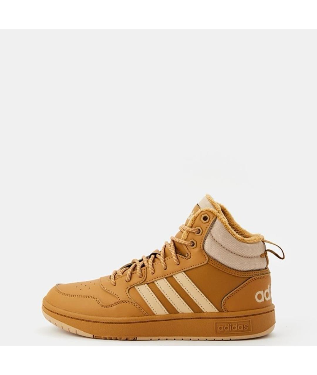 ADIDAS Горчичные кожаные высокие кроссовки / кеды, фото 2