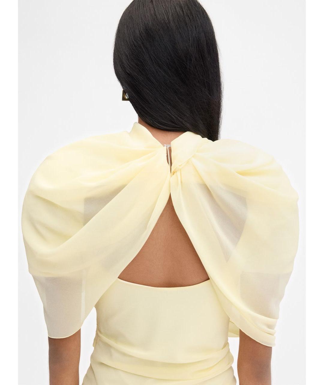 JACQUEMUS Желтое полиэстеровое коктейльное платье, фото 5