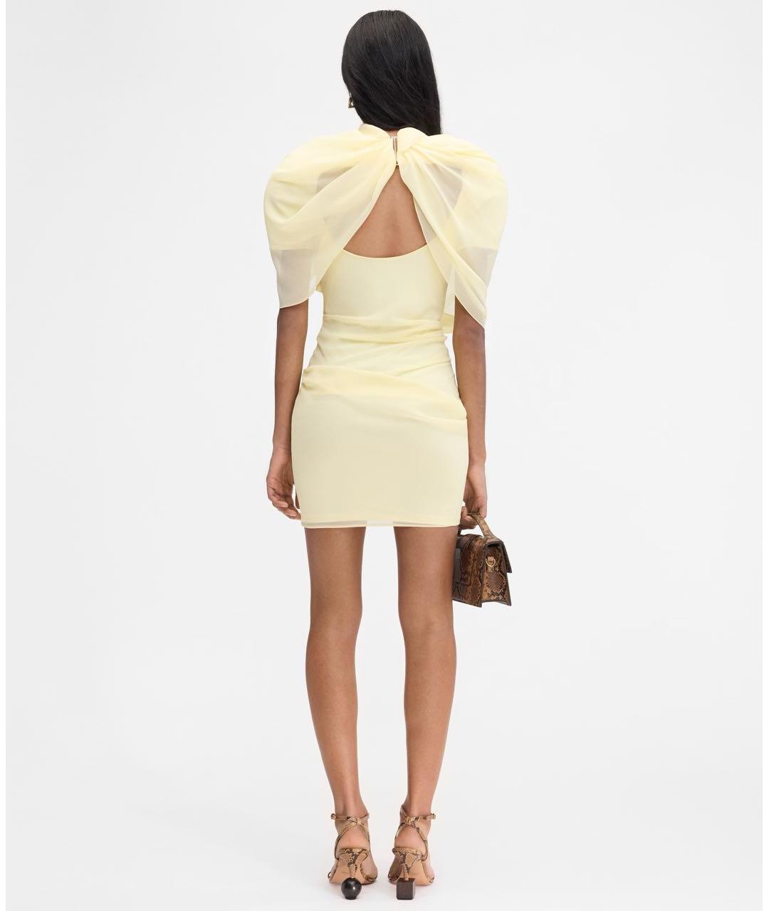 JACQUEMUS Желтое полиэстеровое коктейльное платье, фото 4