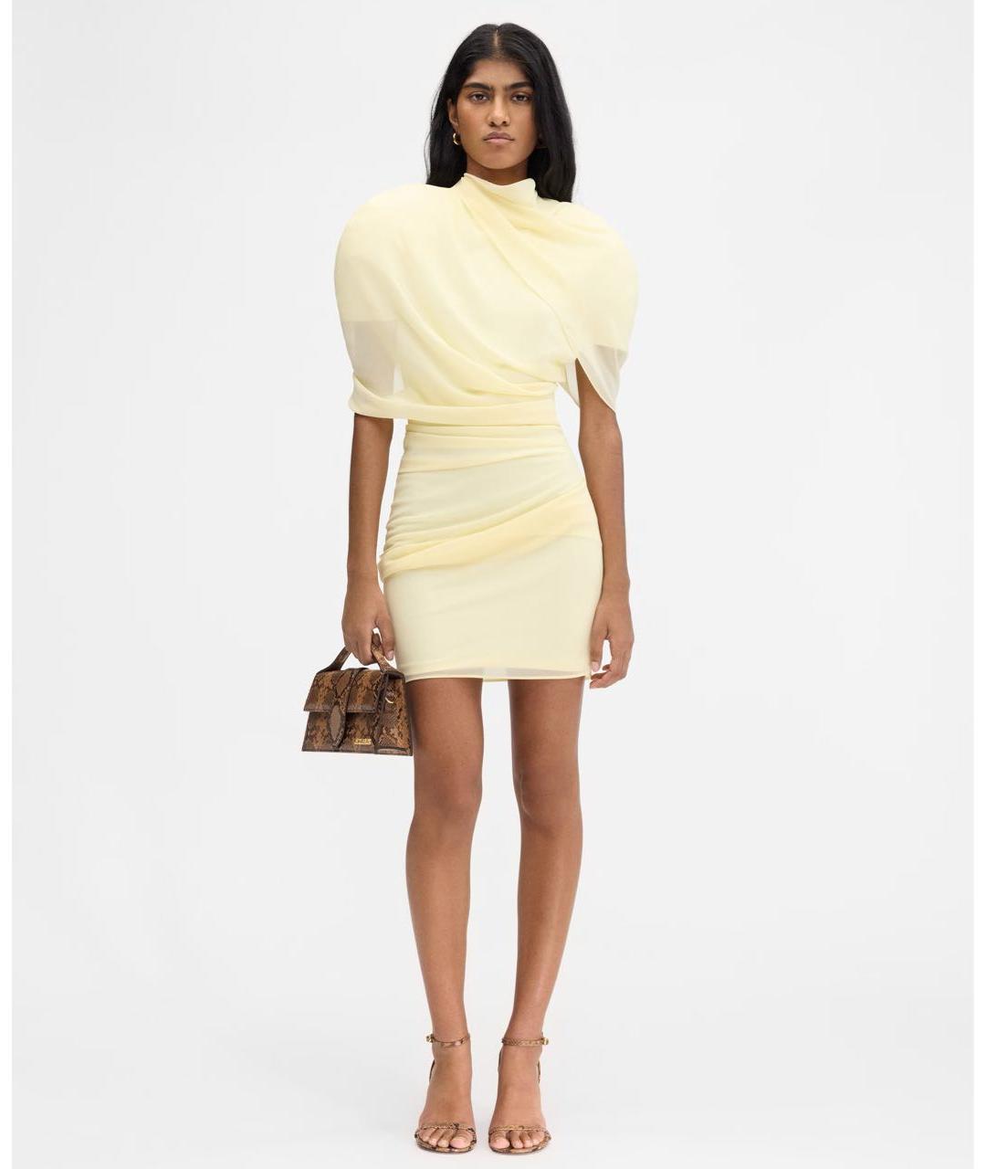 JACQUEMUS Желтое полиэстеровое коктейльное платье, фото 2