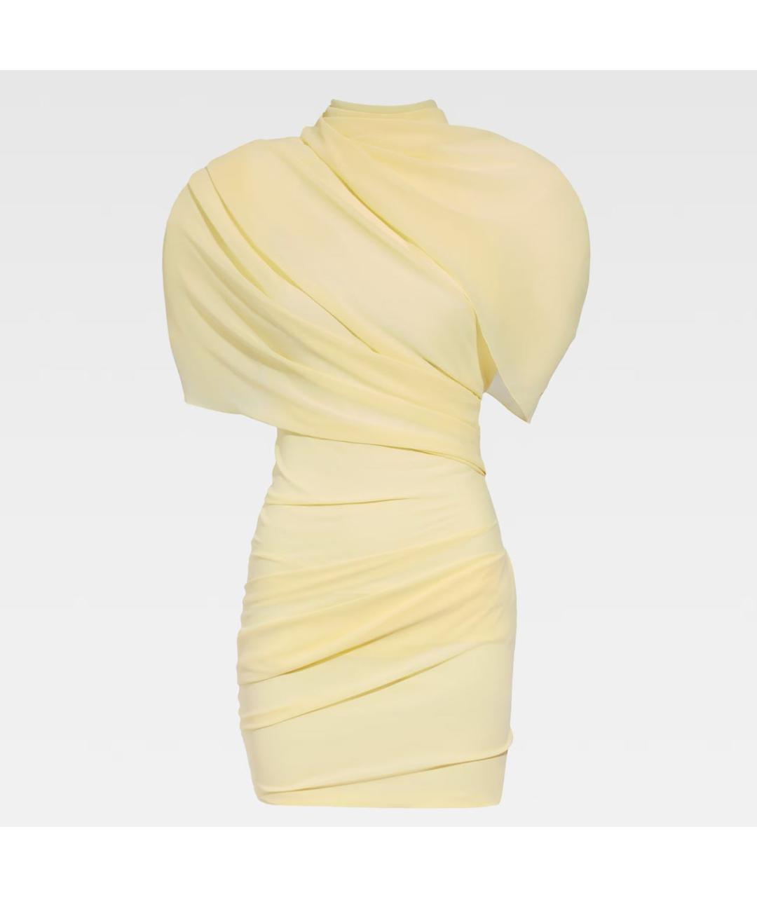 JACQUEMUS Желтое полиэстеровое коктейльное платье, фото 6