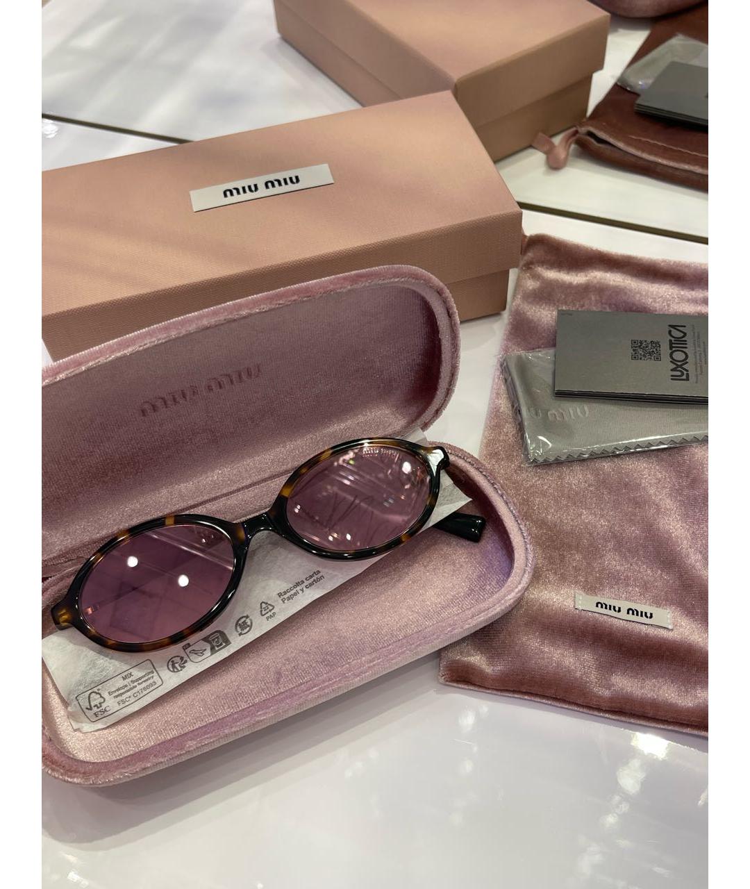 MIU MIU Коричневые пластиковые солнцезащитные очки, фото 2