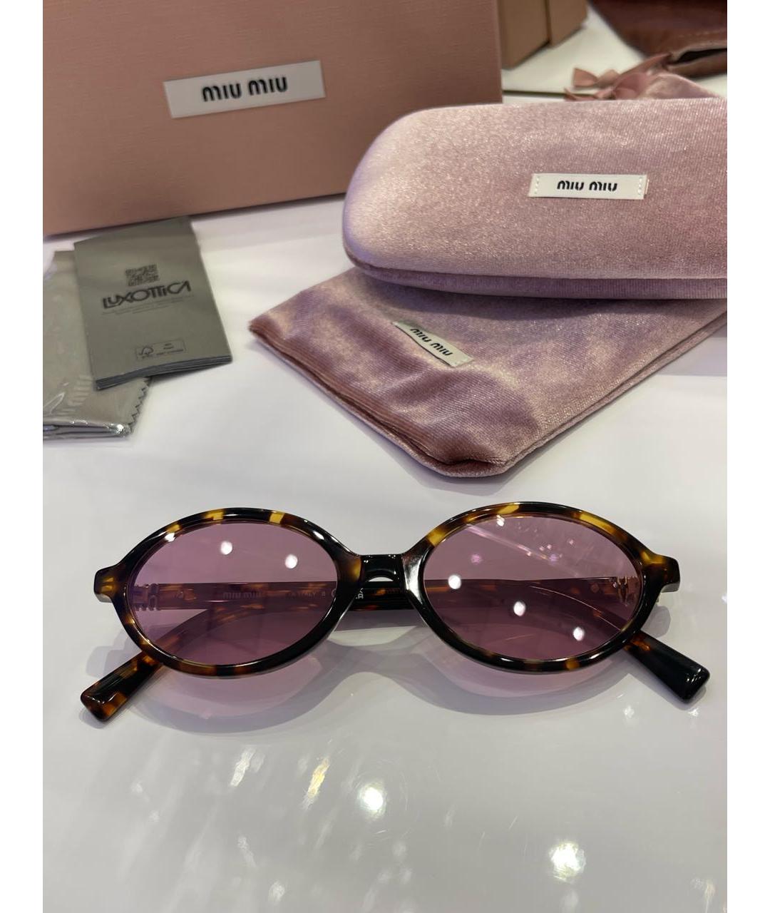 MIU MIU Коричневые пластиковые солнцезащитные очки, фото 5