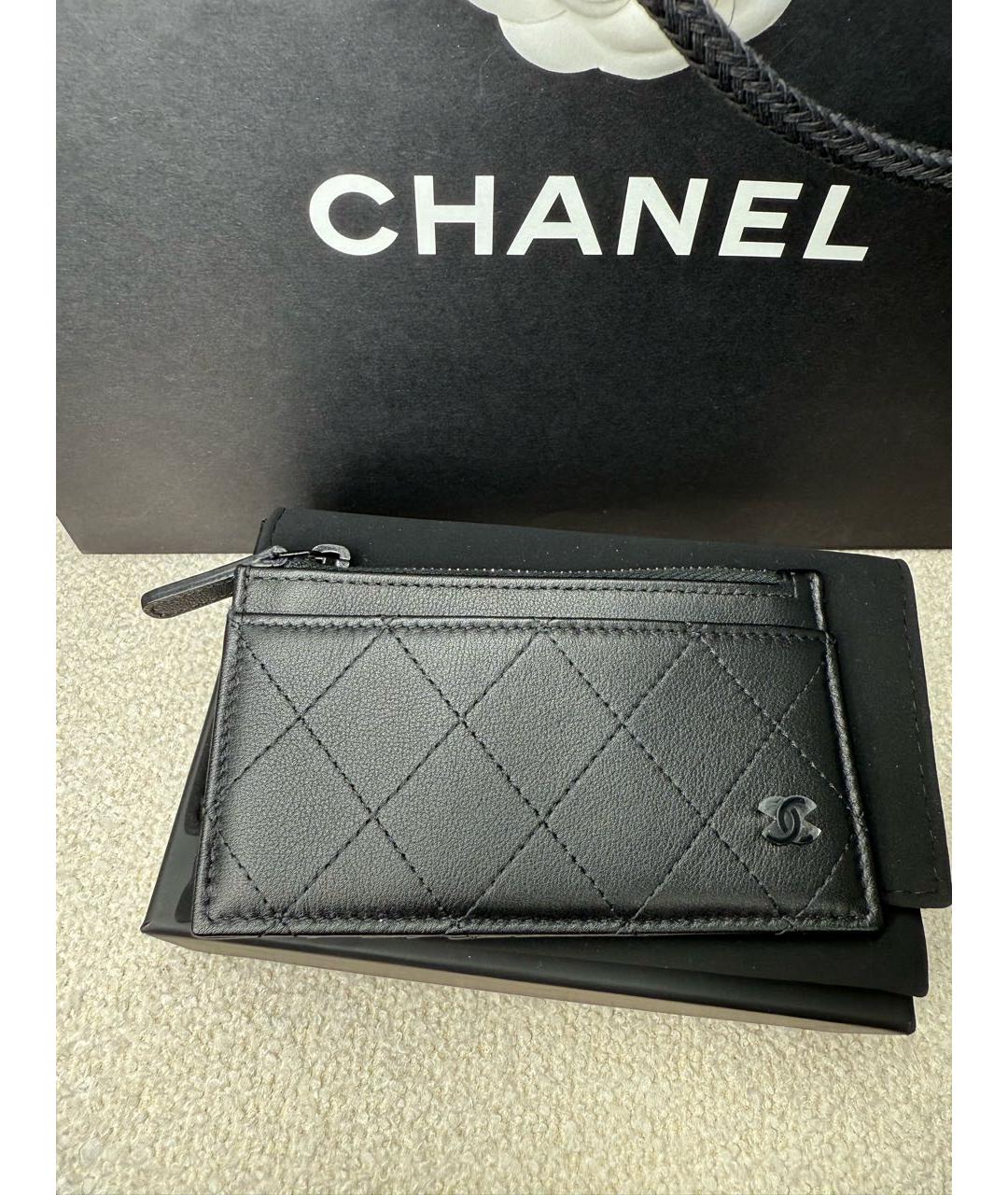CHANEL Черный кожаный кошелек, фото 2