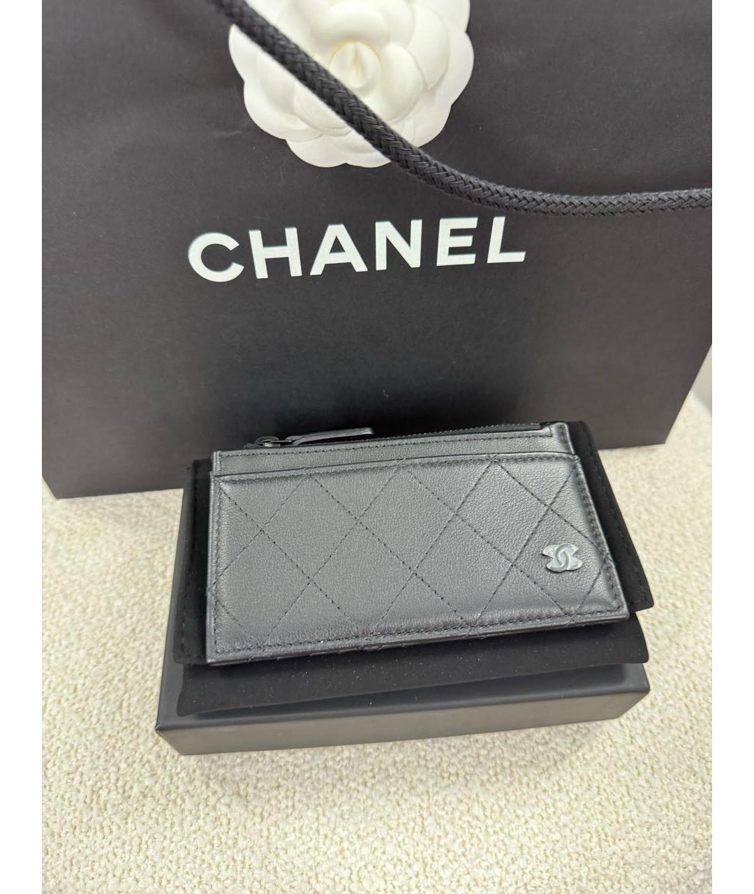 CHANEL Черный кожаный кошелек, фото 9