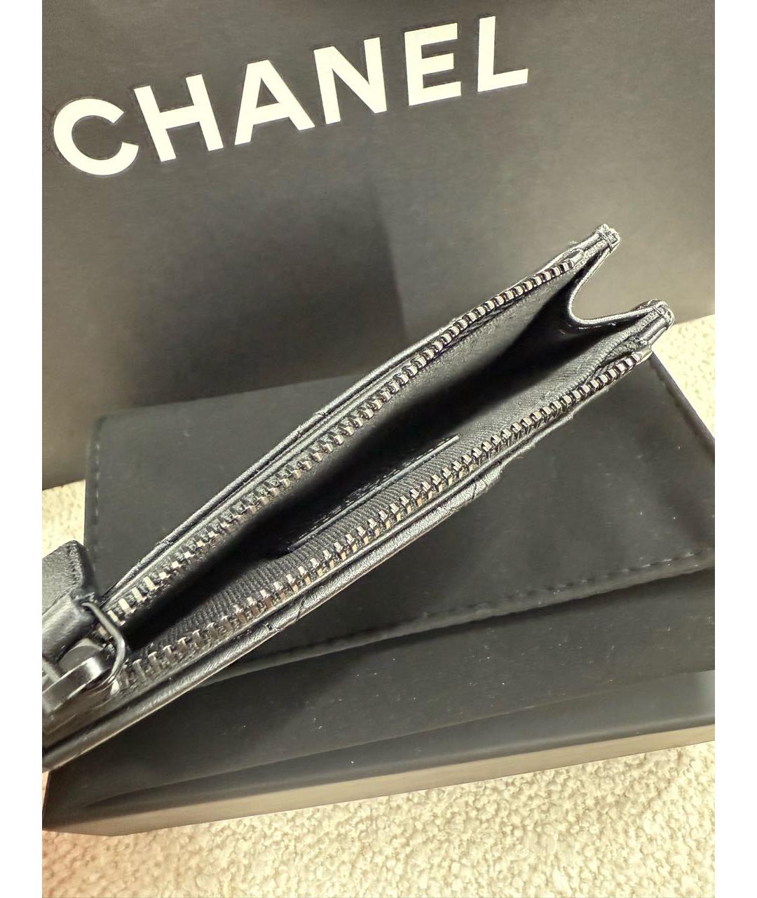 CHANEL Черный кожаный кошелек, фото 4