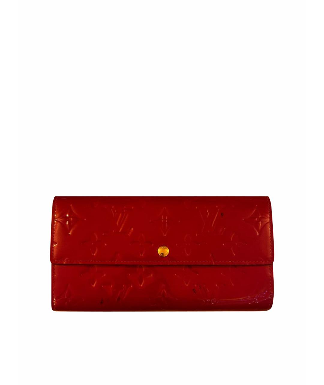 LOUIS VUITTON Бордовый кожаный кошелек, фото 5