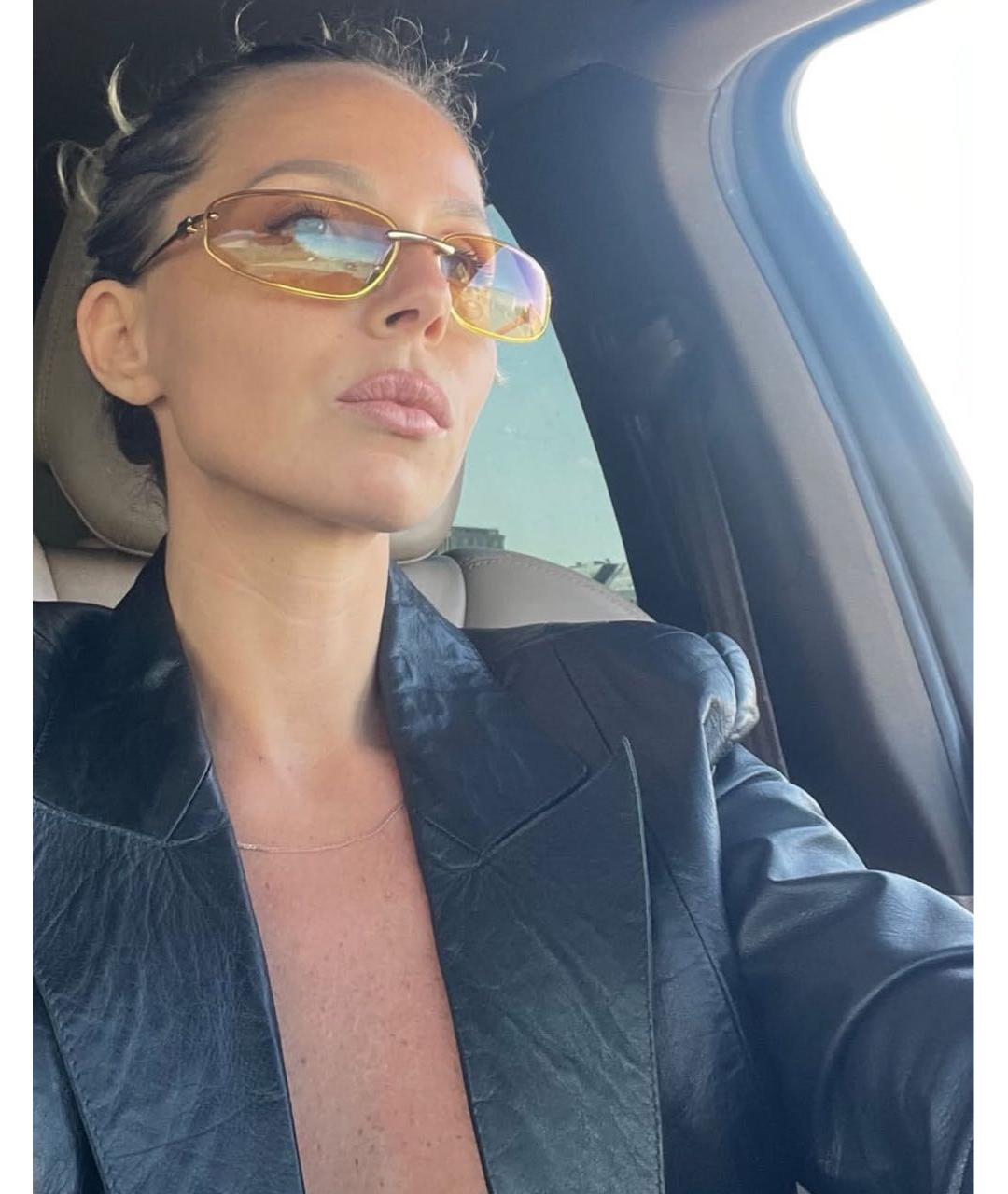 MIU MIU Желтые металлические солнцезащитные очки, фото 4