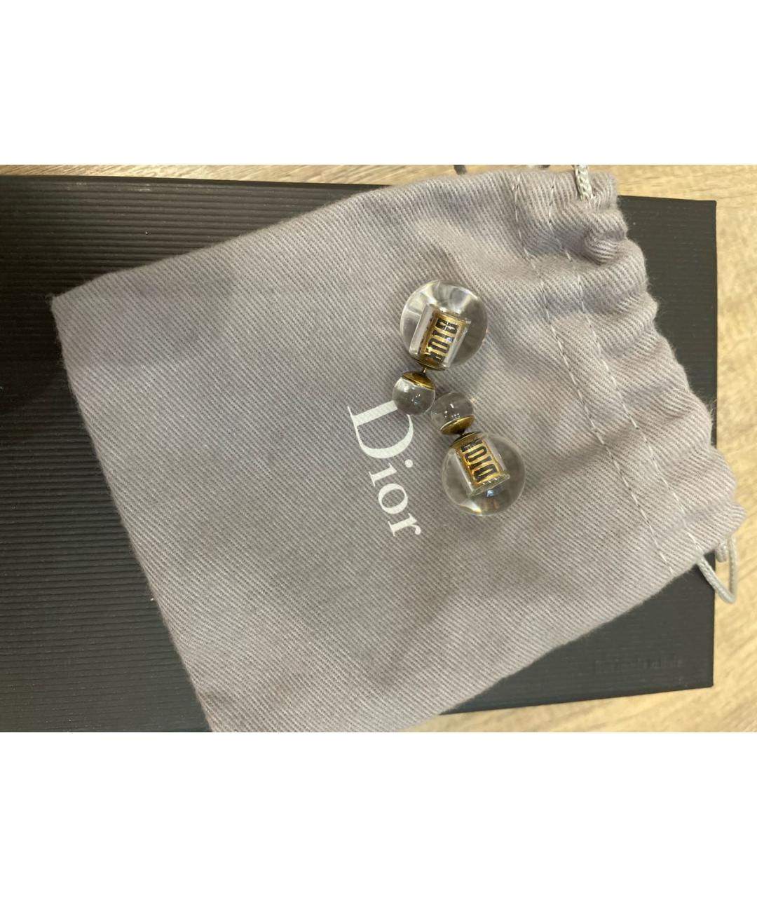 CHRISTIAN DIOR Белые пластиковые серьги, фото 2