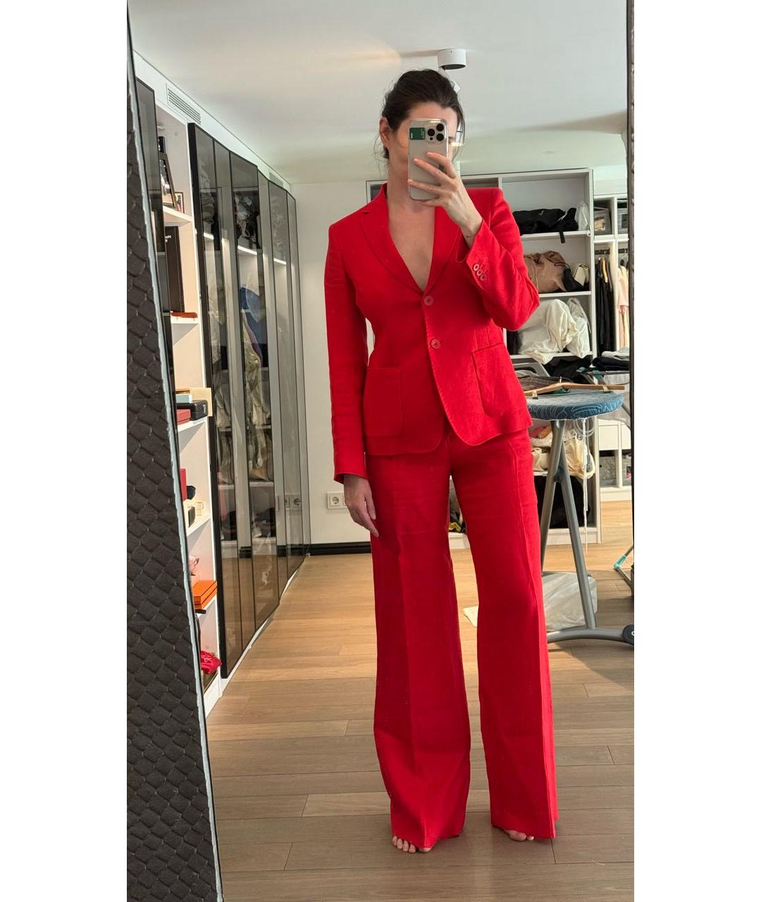 MAX MARA STUDIO Красный льняной костюм с брюками, фото 6