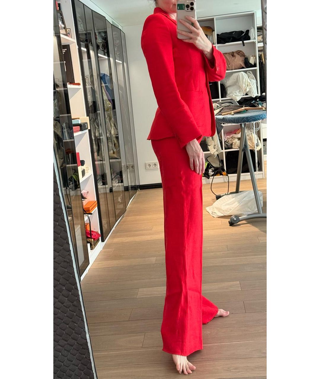 MAX MARA STUDIO Красный льняной костюм с брюками, фото 7