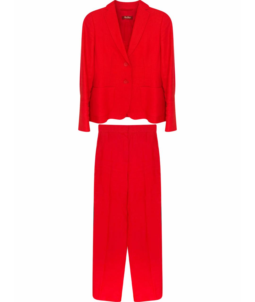 MAX MARA STUDIO Красный льняной костюм с брюками, фото 1
