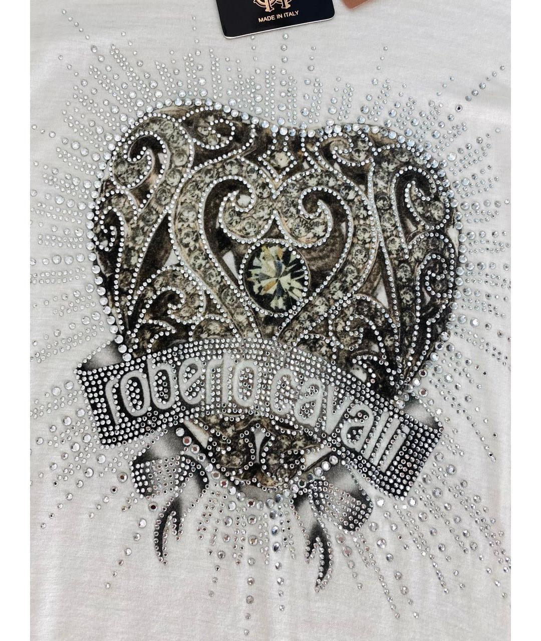 ROBERTO CAVALLI Белая хлопковая футболка, фото 4