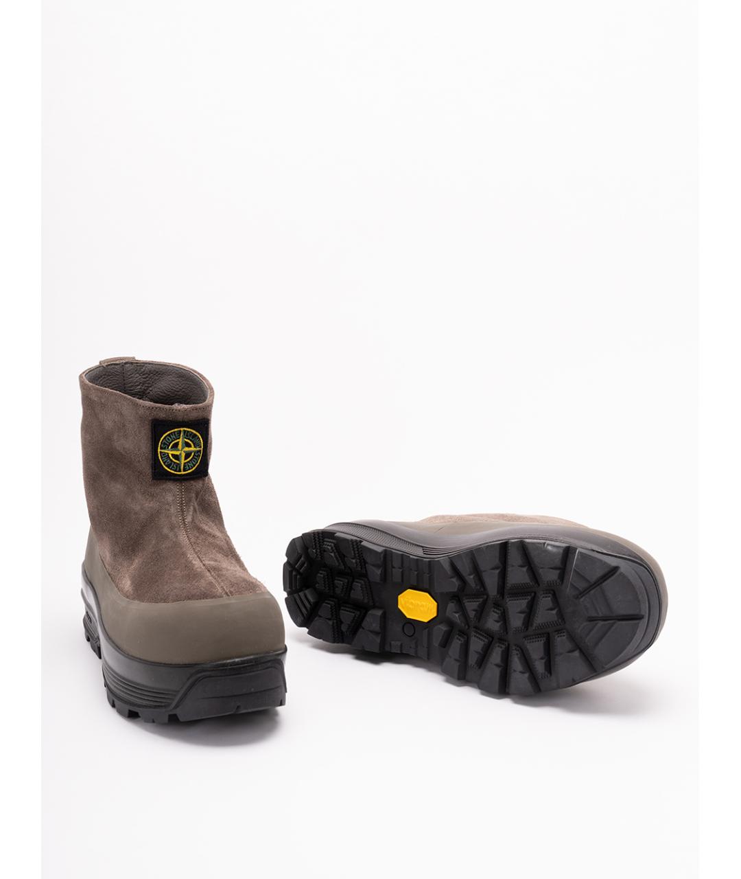 STONE ISLAND Коричневые замшевые высокие ботинки, фото 4