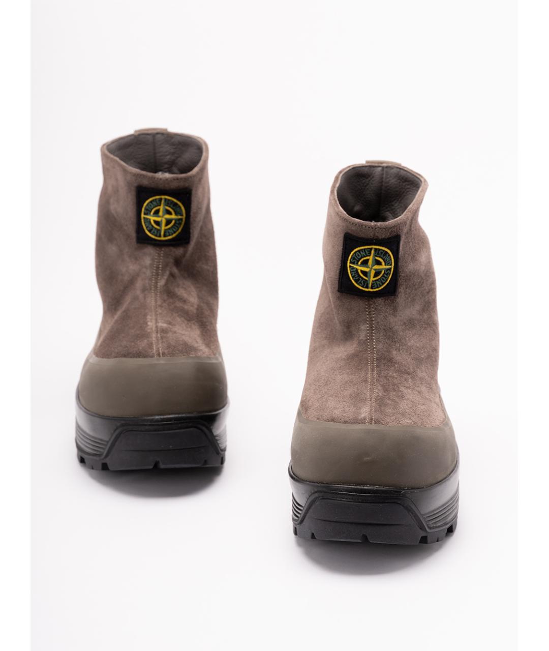 STONE ISLAND Коричневые замшевые высокие ботинки, фото 5