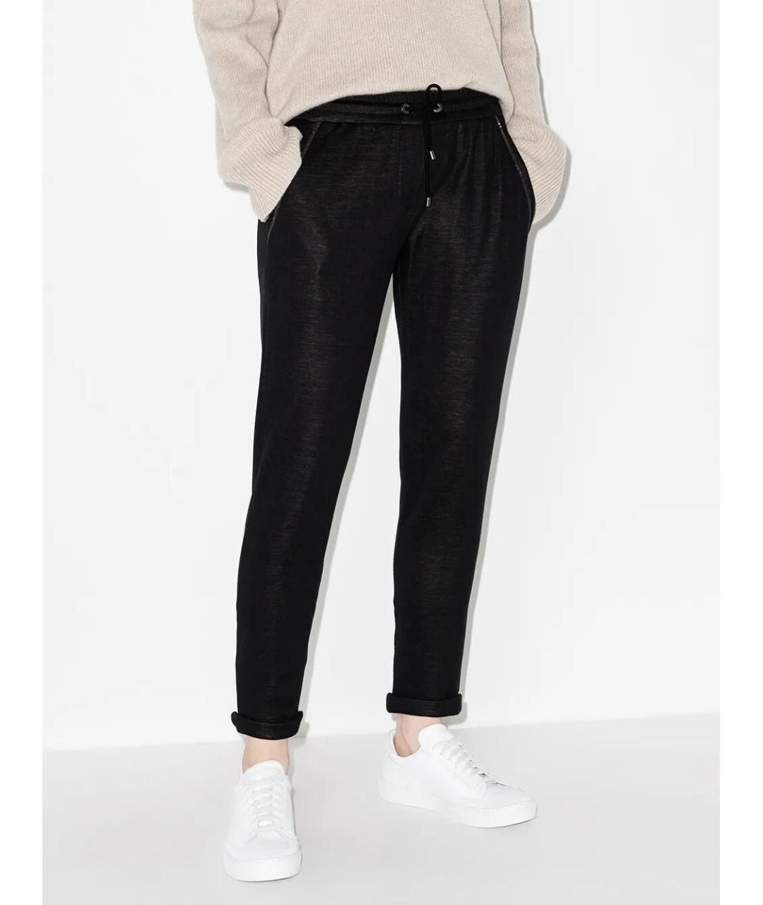 BRUNELLO CUCINELLI Черные хлопковые брюки узкие, фото 5
