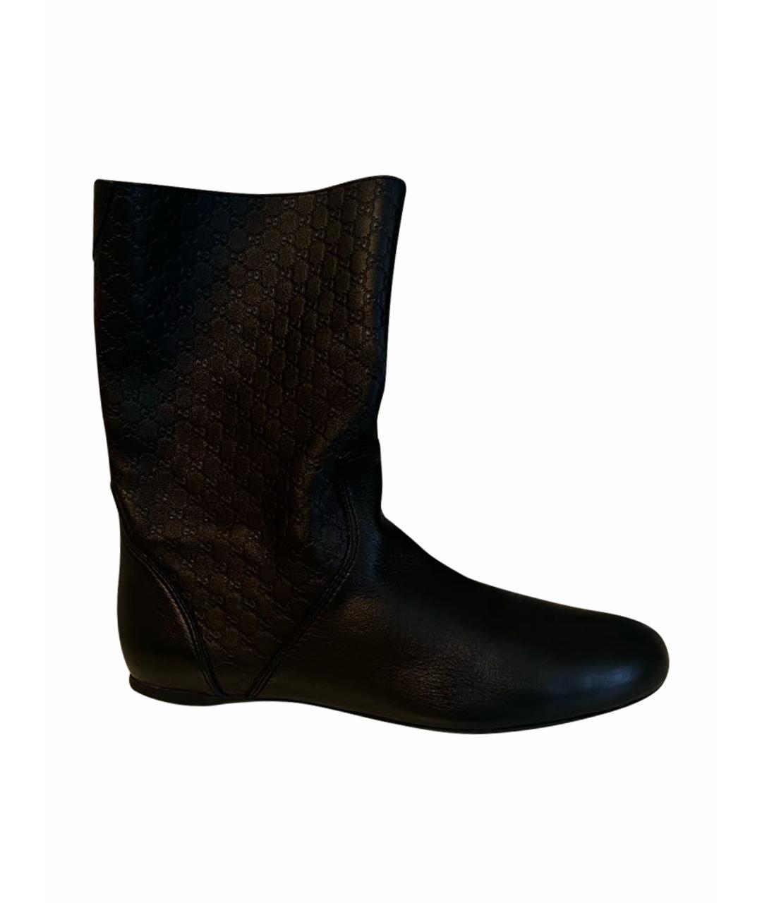 GUCCI Черные кожаные полусапоги, фото 1