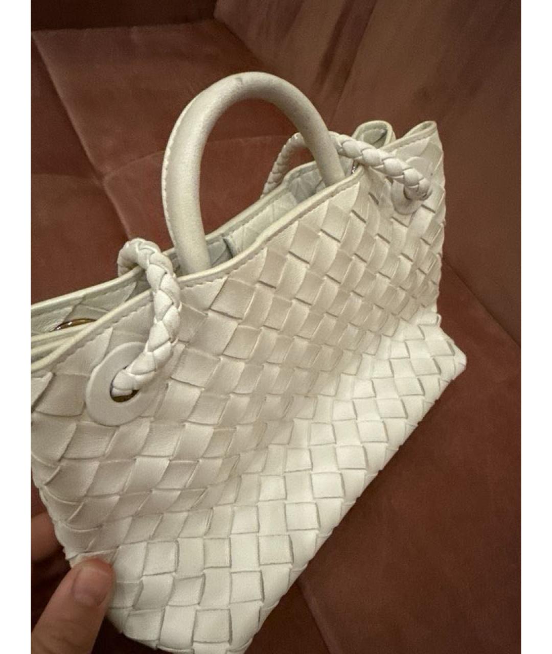 BOTTEGA VENETA Белая кожаная сумка тоут, фото 5