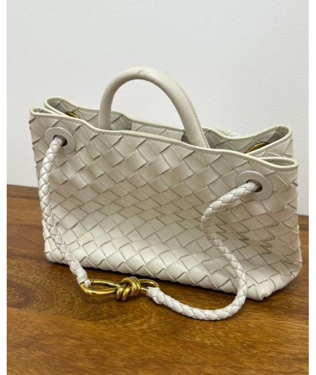 BOTTEGA VENETA Белая кожаная сумка тоут, фото 4