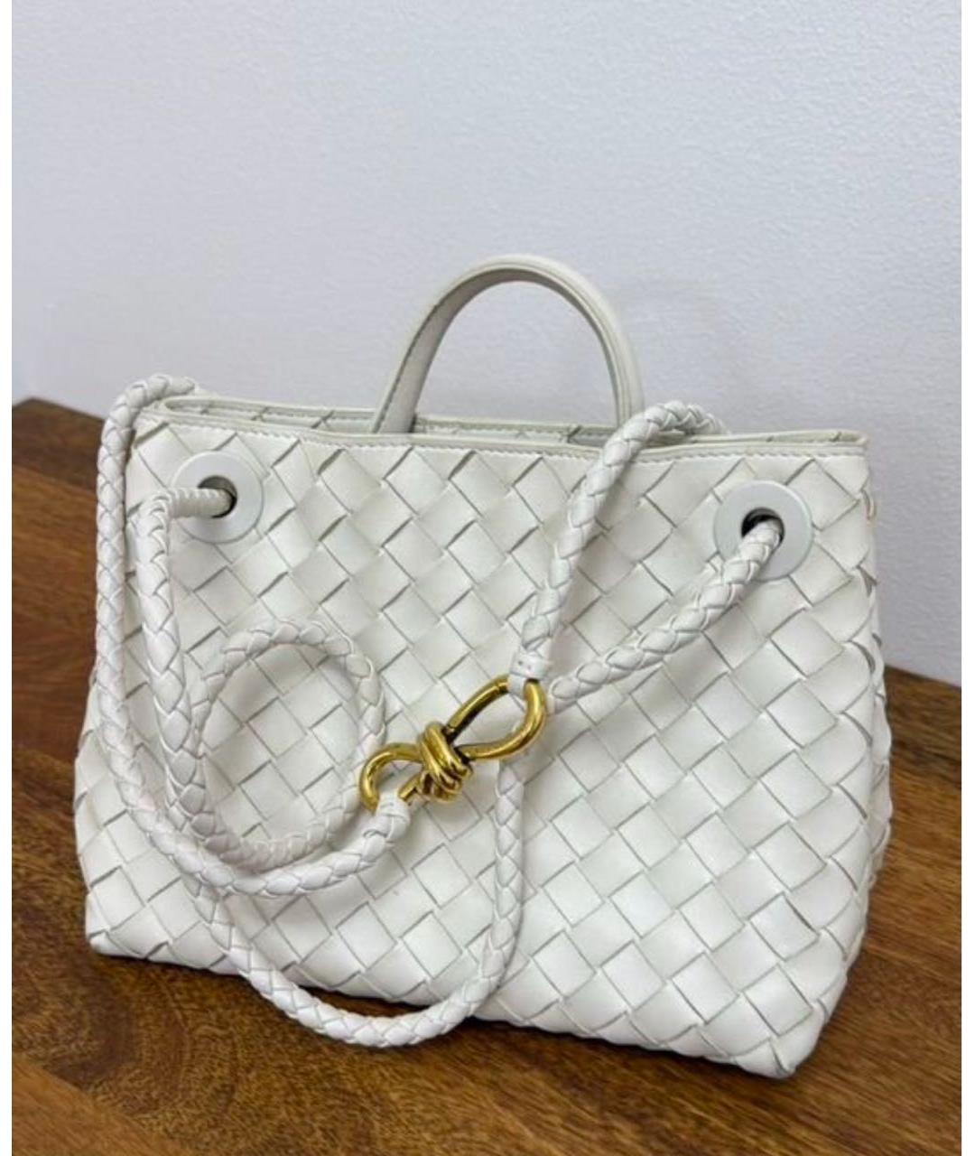 BOTTEGA VENETA Белая кожаная сумка тоут, фото 7