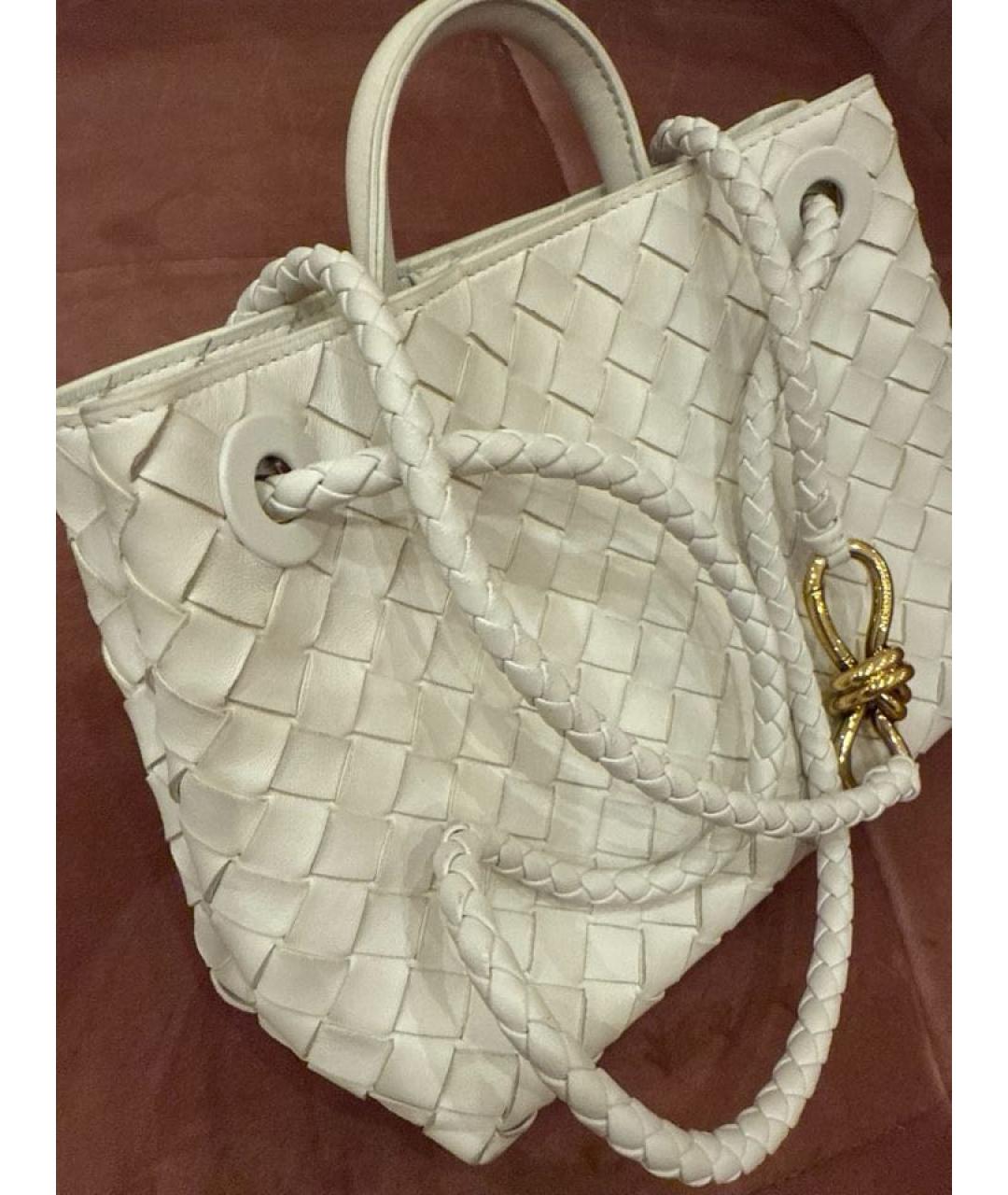 BOTTEGA VENETA Белая кожаная сумка тоут, фото 3