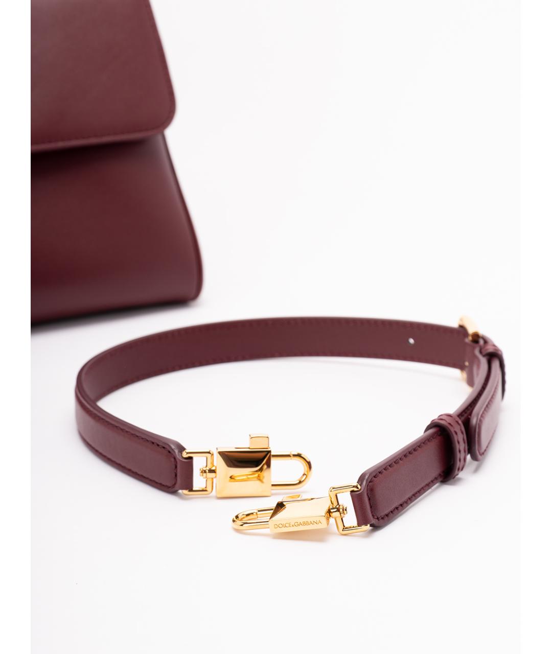 DOLCE&GABBANA Бордовая кожаная сумка с короткими ручками, фото 5
