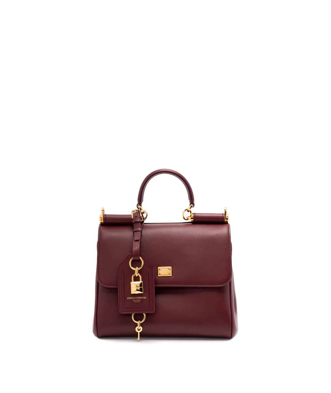 DOLCE&GABBANA Бордовая кожаная сумка с короткими ручками, фото 1
