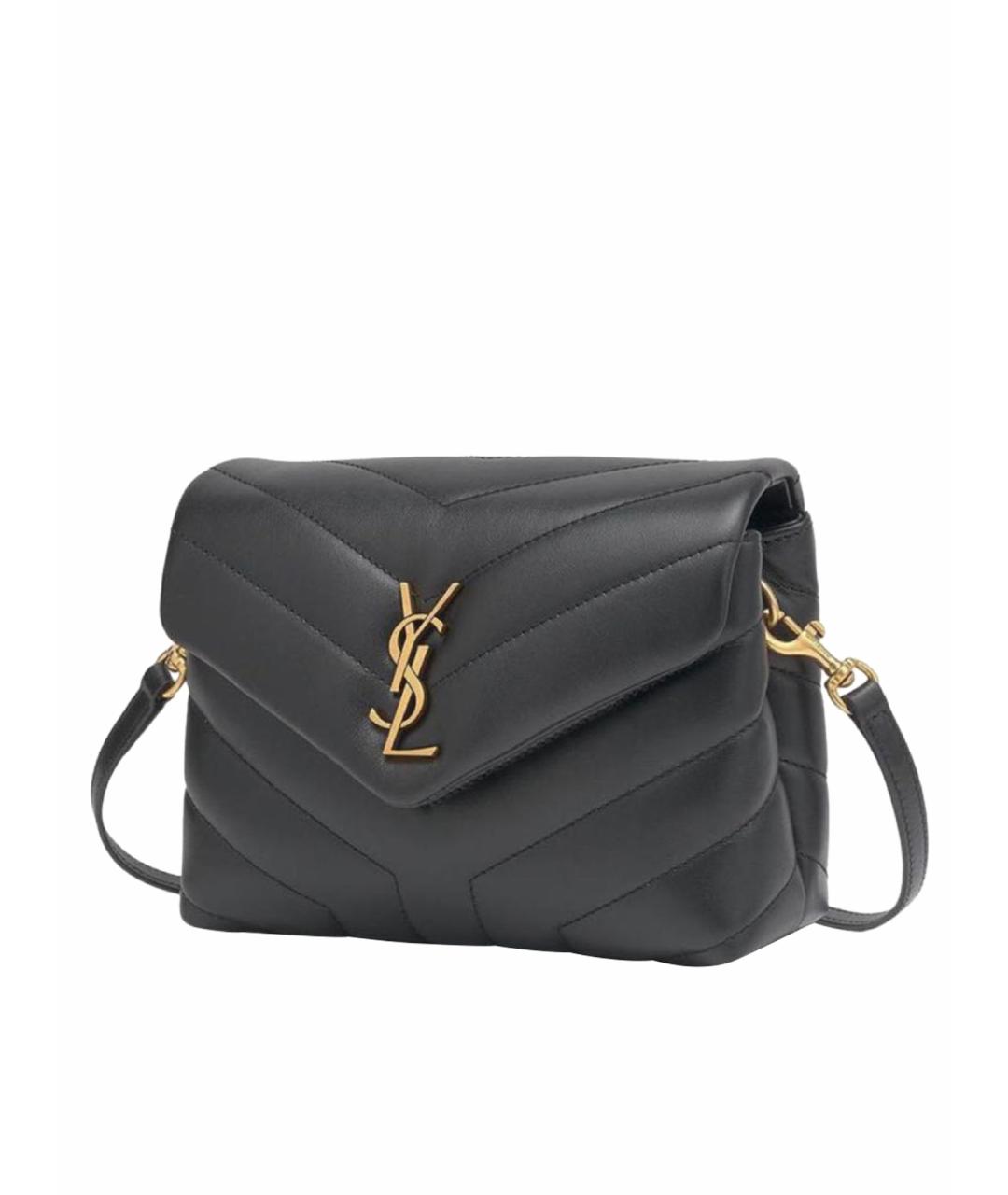 SAINT LAURENT Черная кожаная сумка через плечо, фото 1