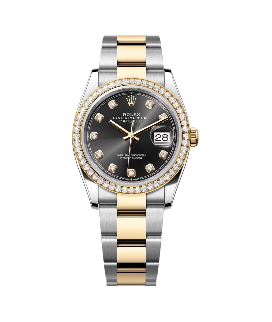 ROLEX Черные часы из желтого золота, фото 2