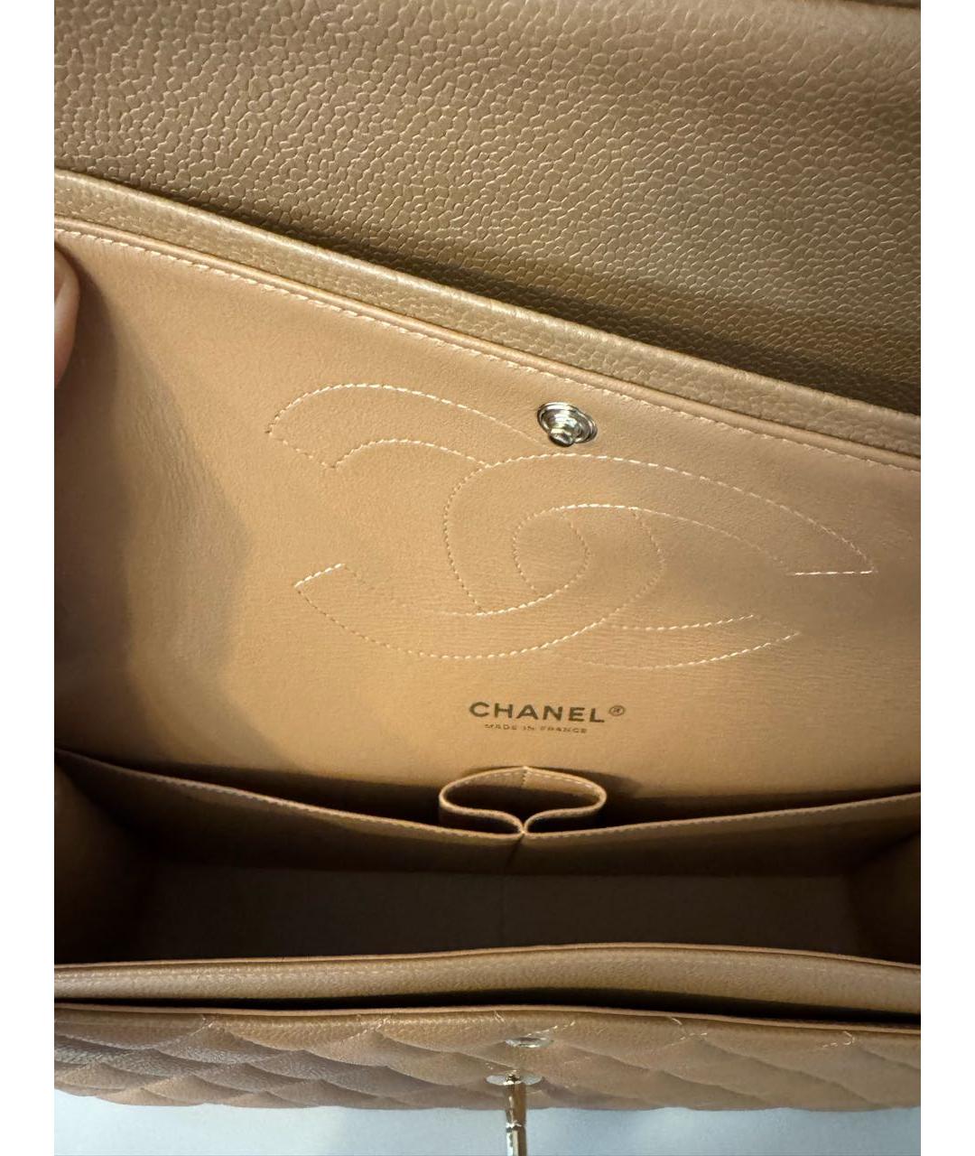 CHANEL Бежевая кожаная сумка через плечо, фото 5