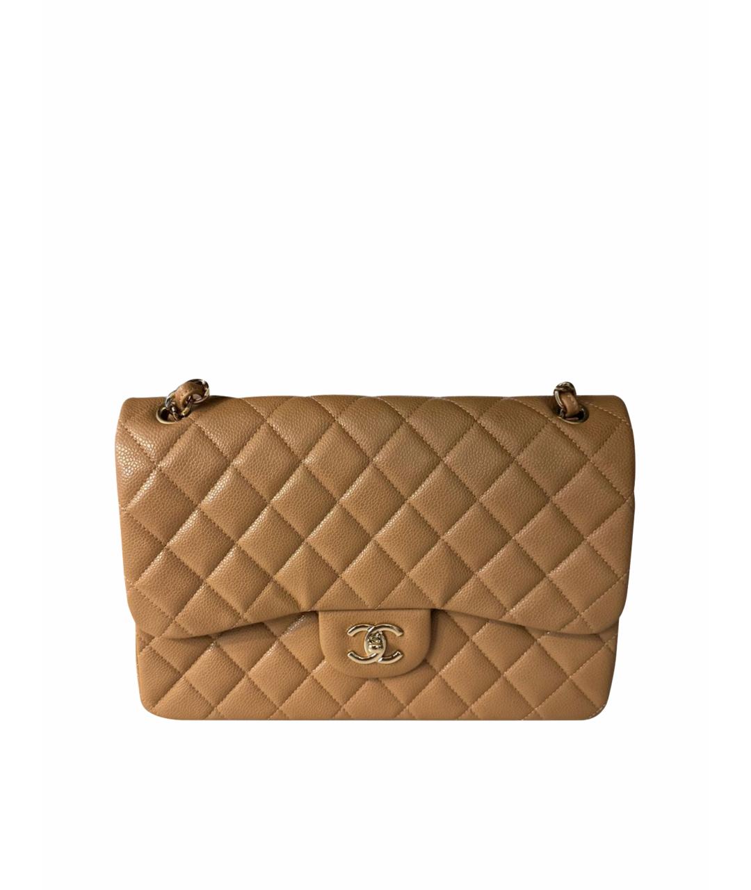 CHANEL Бежевая кожаная сумка через плечо, фото 1