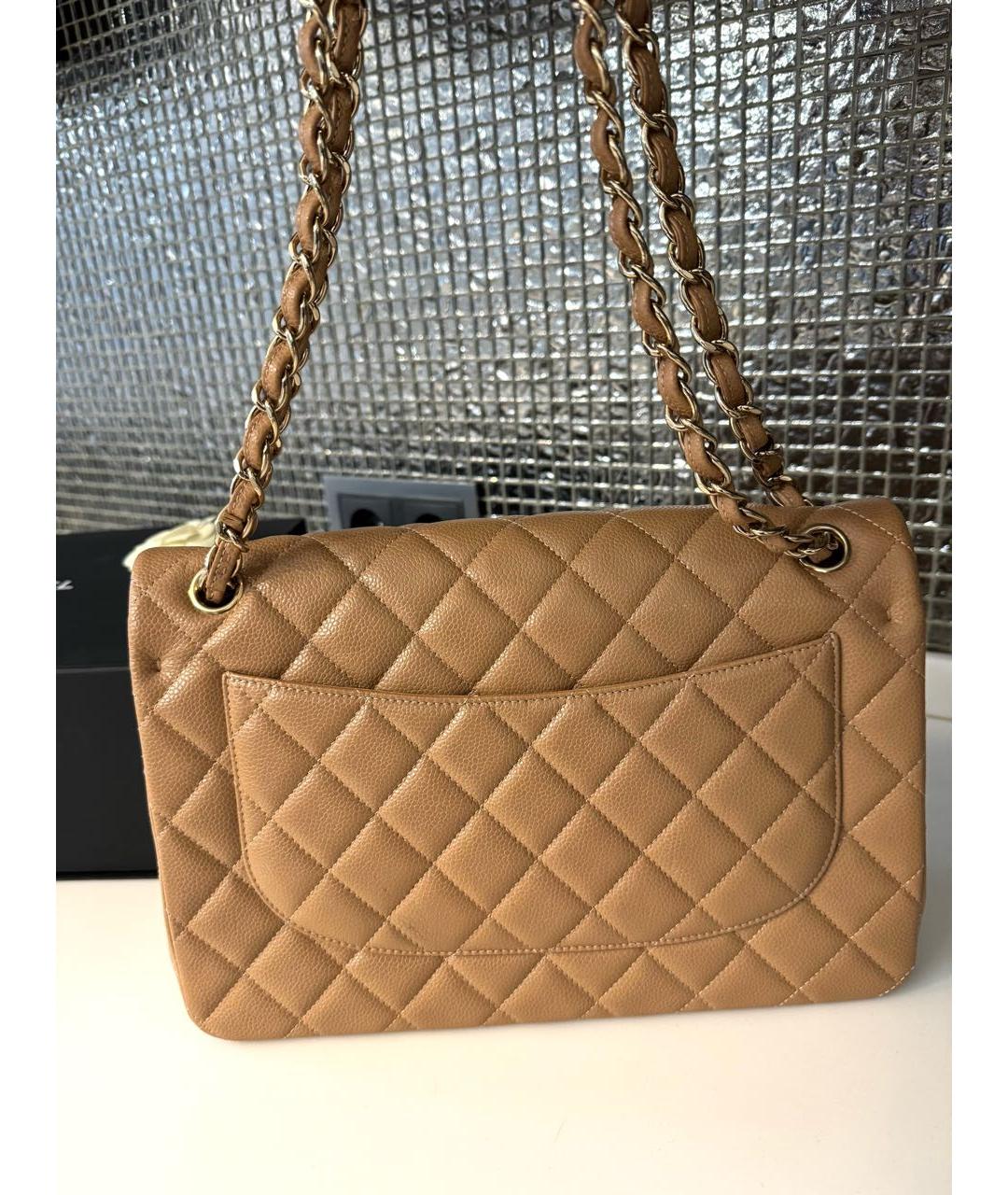 CHANEL Бежевая кожаная сумка через плечо, фото 3