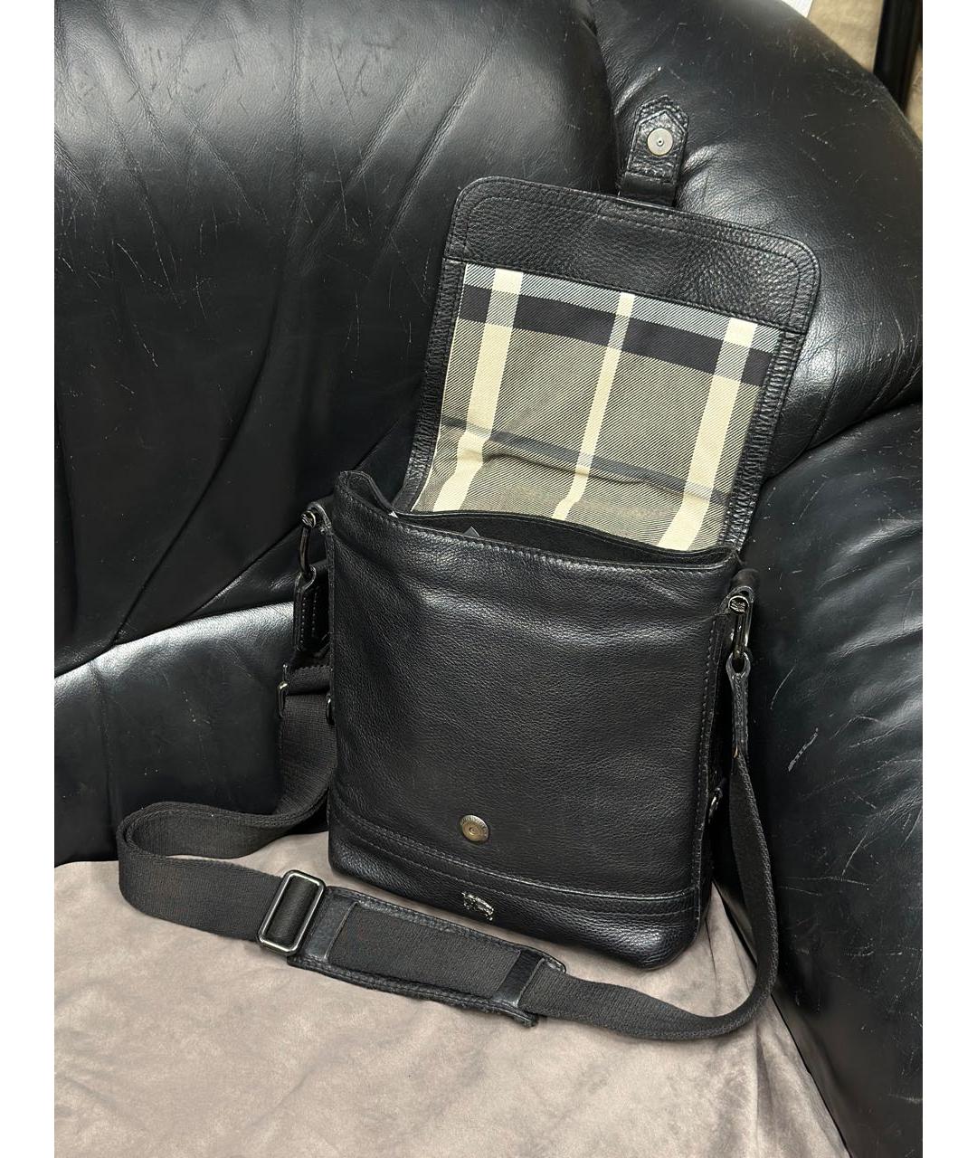 BURBERRY Черная кожаная сумка на плечо, фото 6