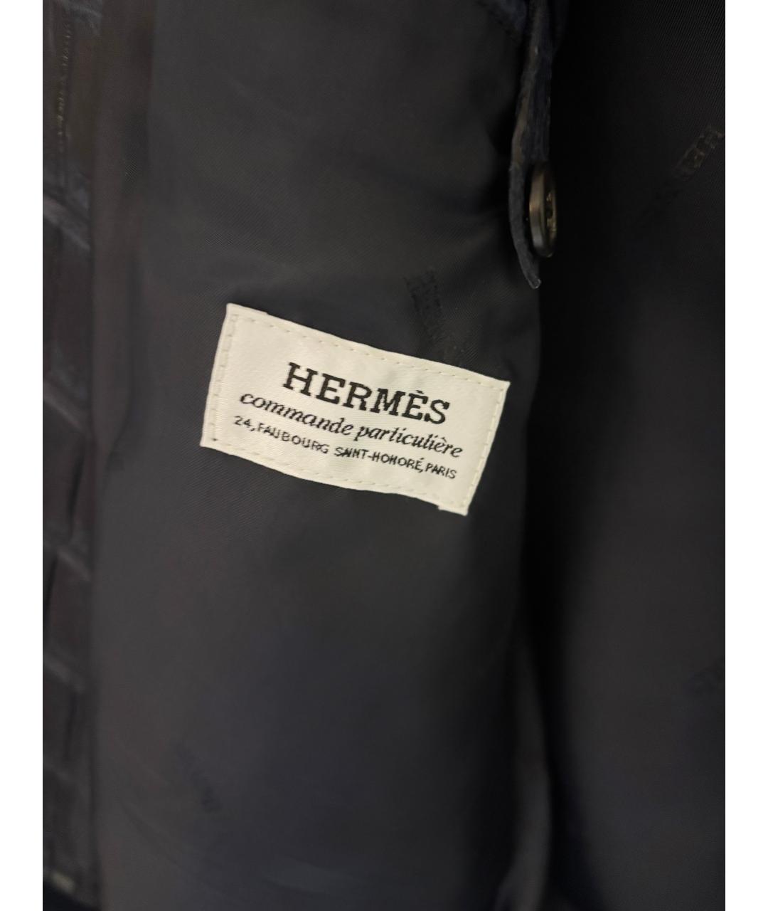 HERMES Темно-синяя кожаная куртка, фото 6
