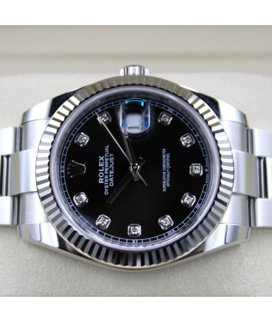 ROLEX Черные часы из белого золота, фото 2