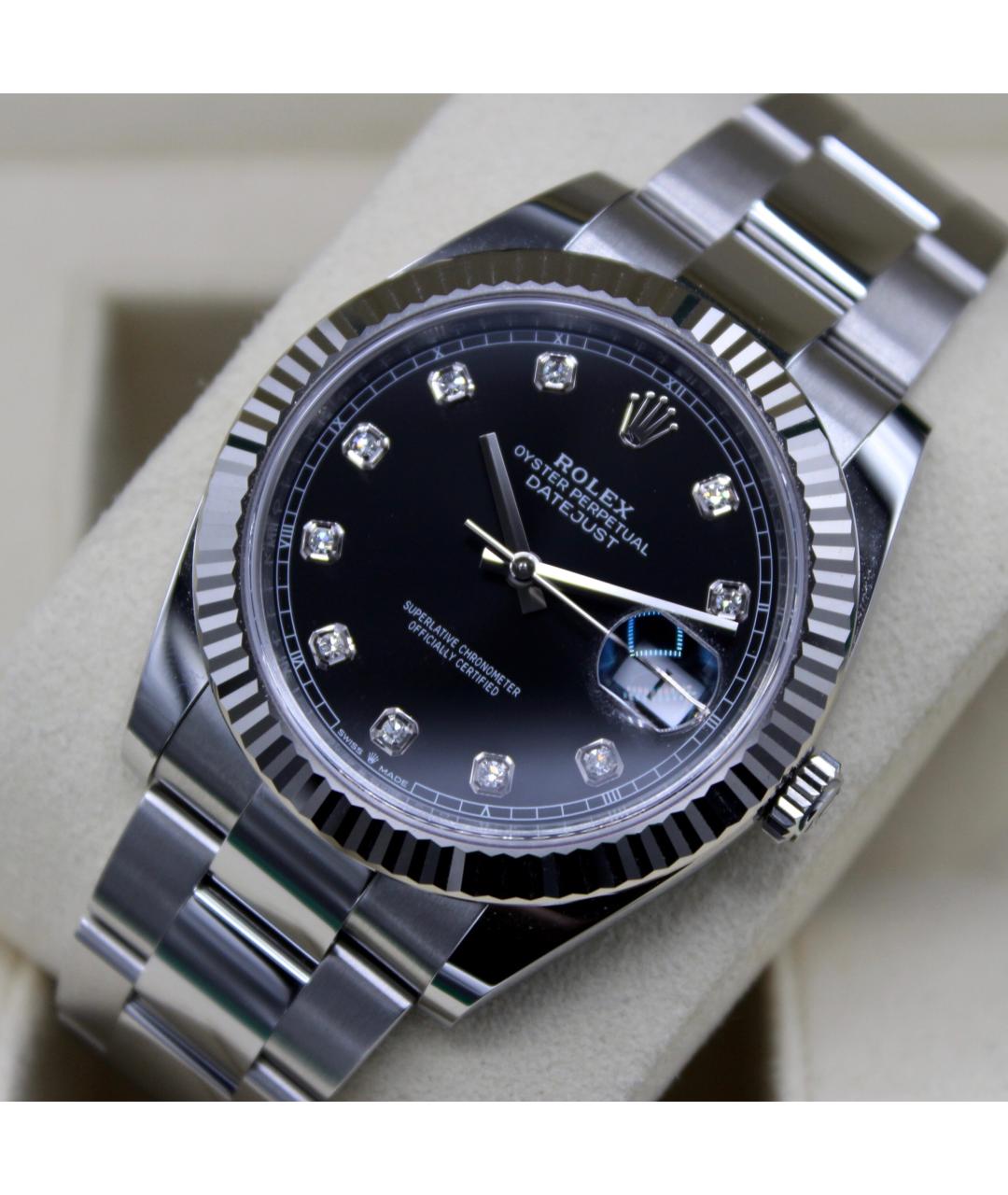 ROLEX Черные часы из белого золота, фото 4