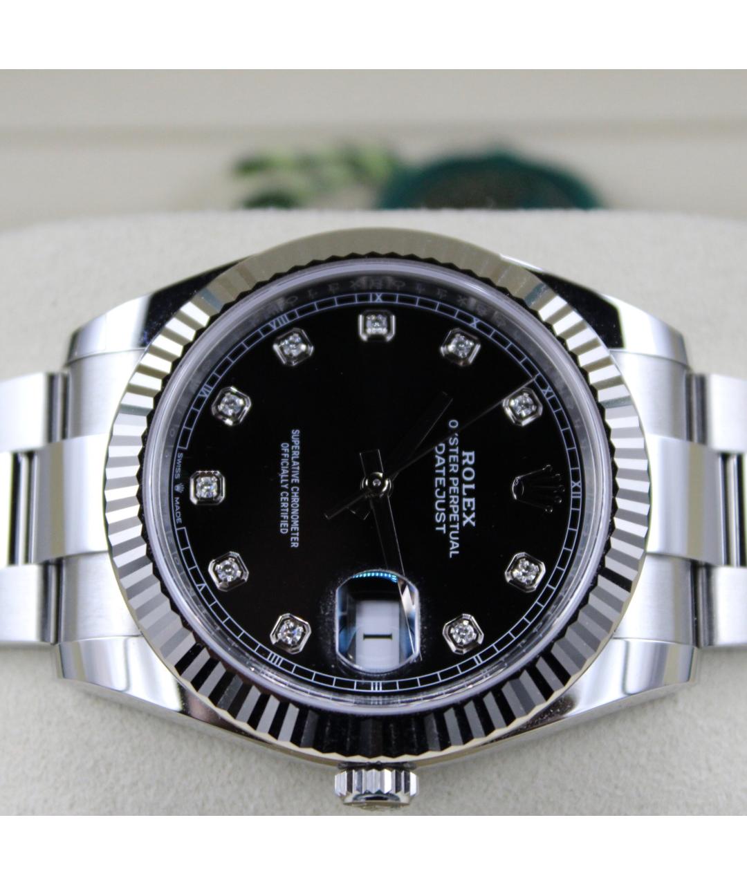 ROLEX Черные часы из белого золота, фото 3