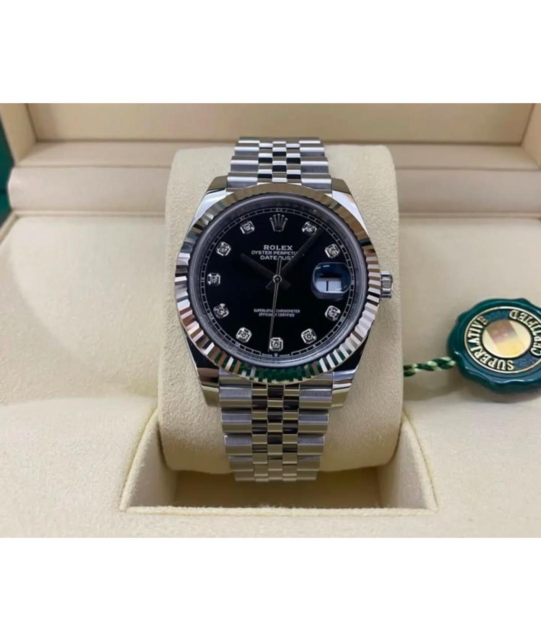 ROLEX Черные часы из белого золота, фото 2
