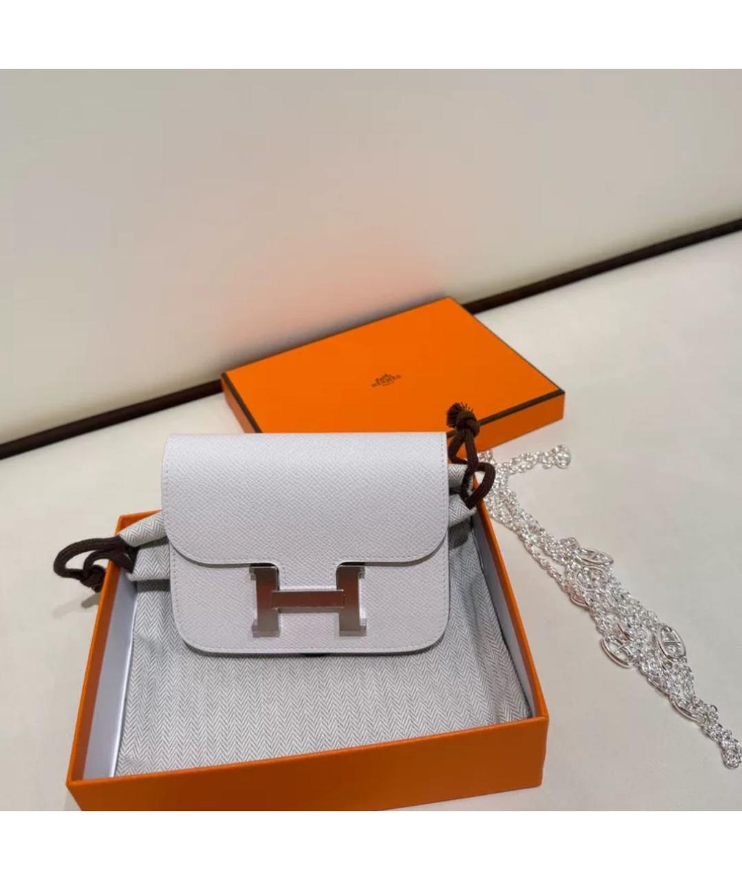 HERMES Белая кожаная поясная сумка, фото 5