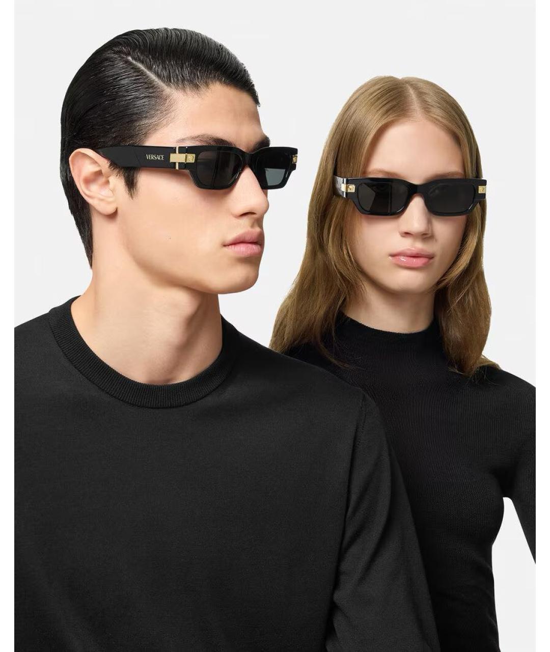 VERSACE Черные пластиковые солнцезащитные очки, фото 5