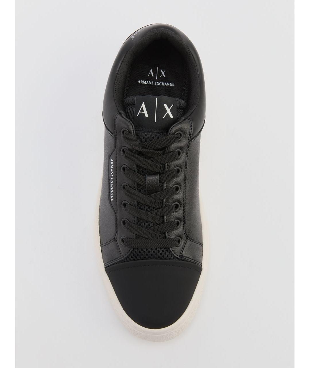 ARMANI EXCHANGE Черные кожаные низкие кроссовки / кеды, фото 2