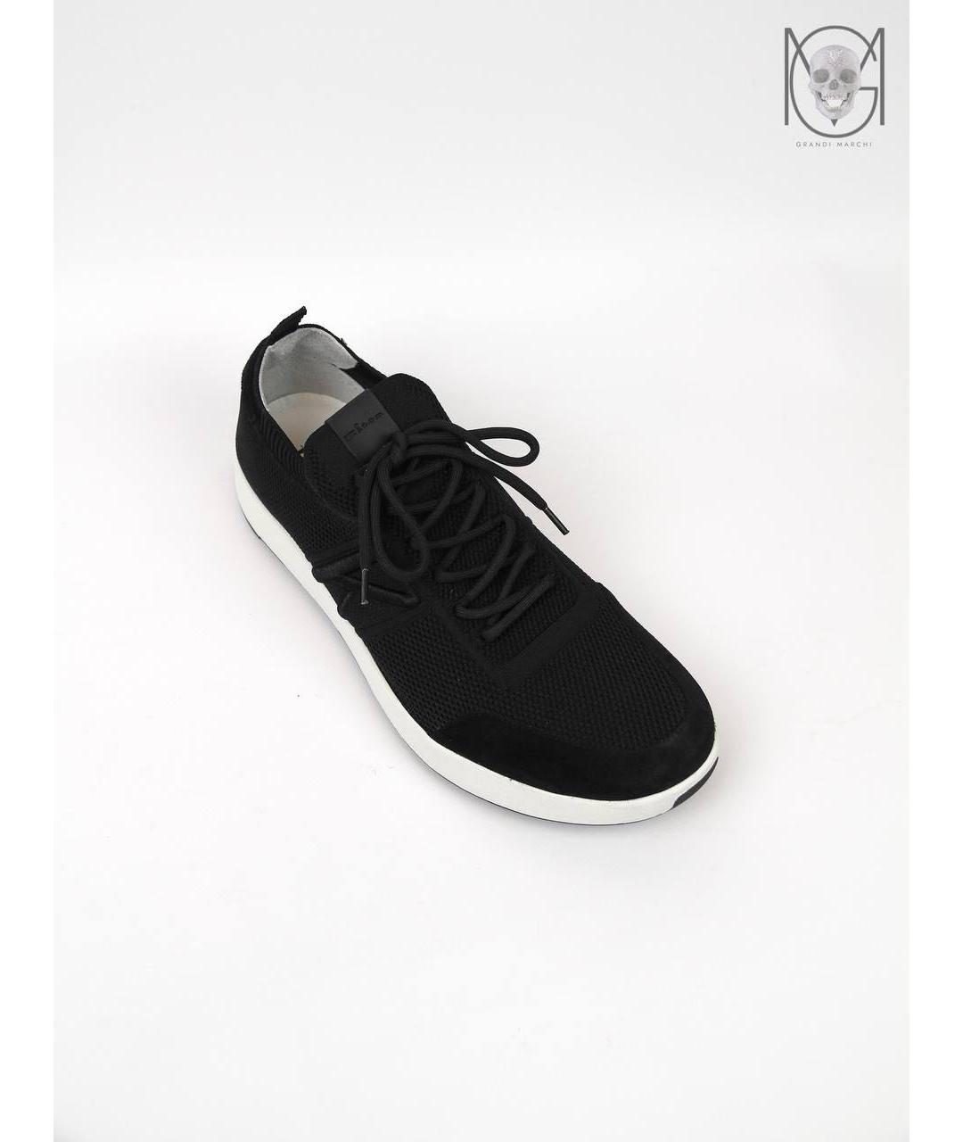 KITON Черные текстильные низкие кроссовки / кеды, фото 2
