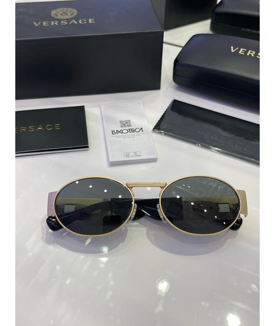 VERSACE Золотые металлические солнцезащитные очки, фото 2