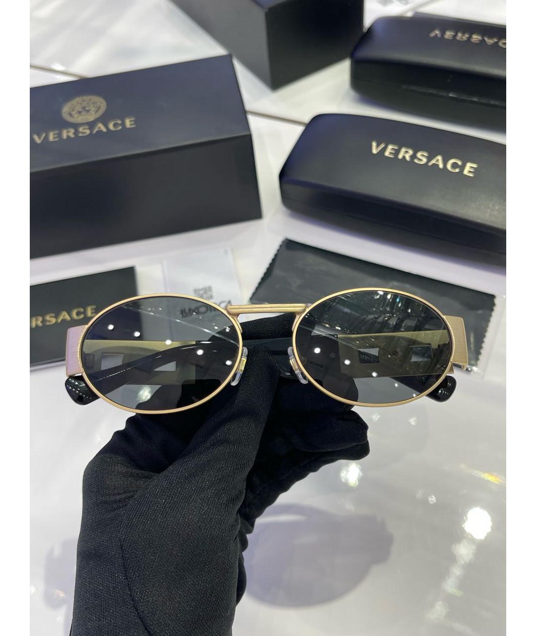 VERSACE Золотые металлические солнцезащитные очки, фото 5