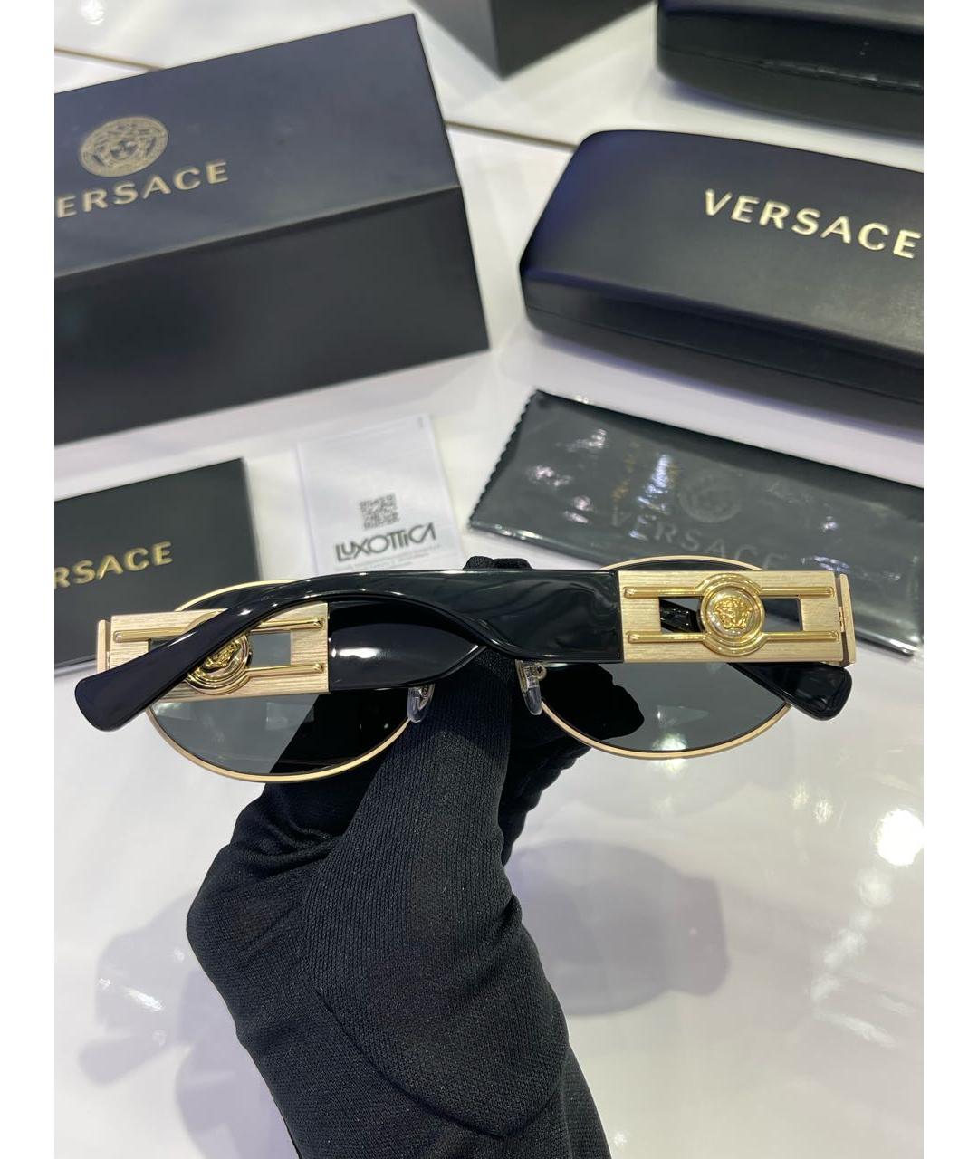 VERSACE Золотые металлические солнцезащитные очки, фото 6