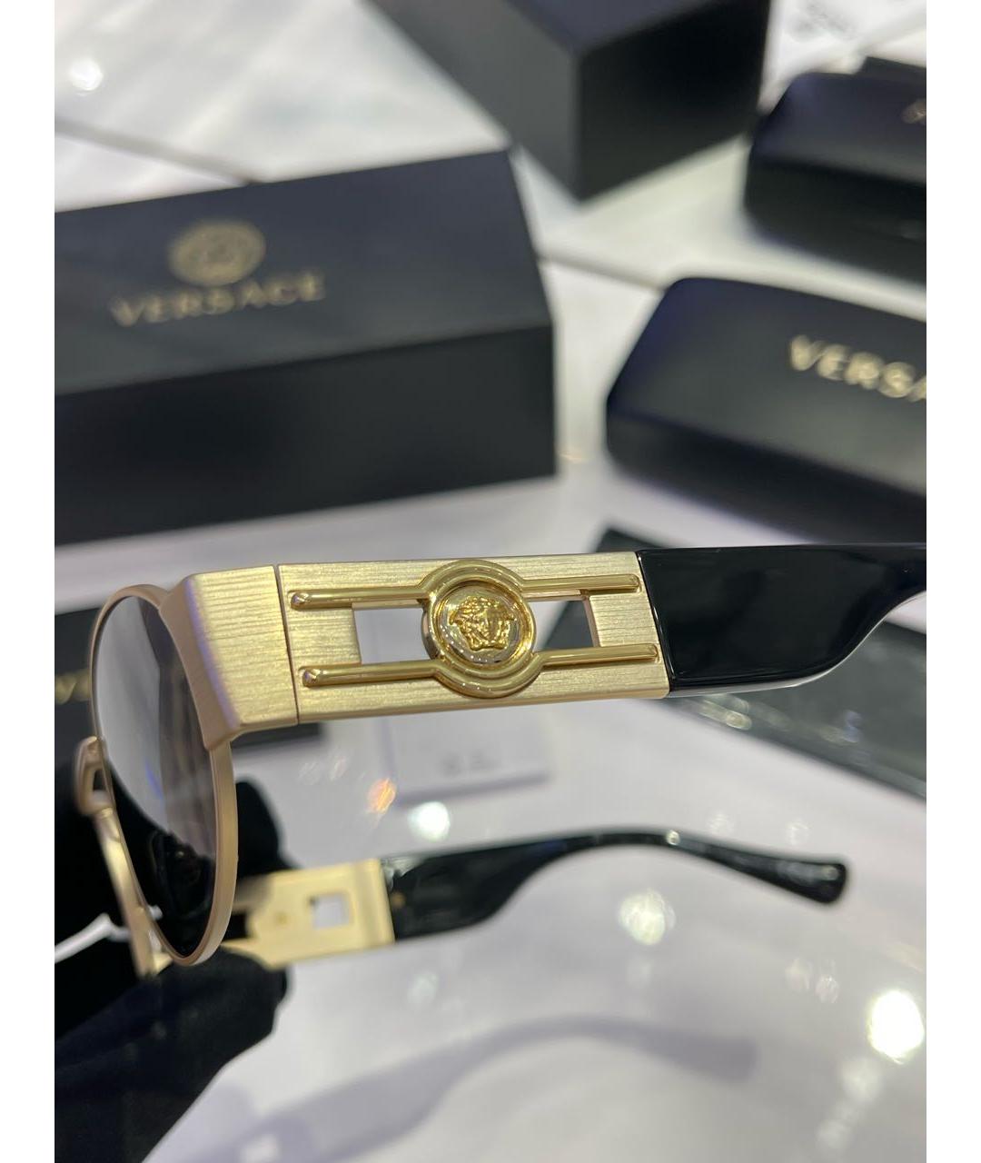 VERSACE Золотые металлические солнцезащитные очки, фото 4