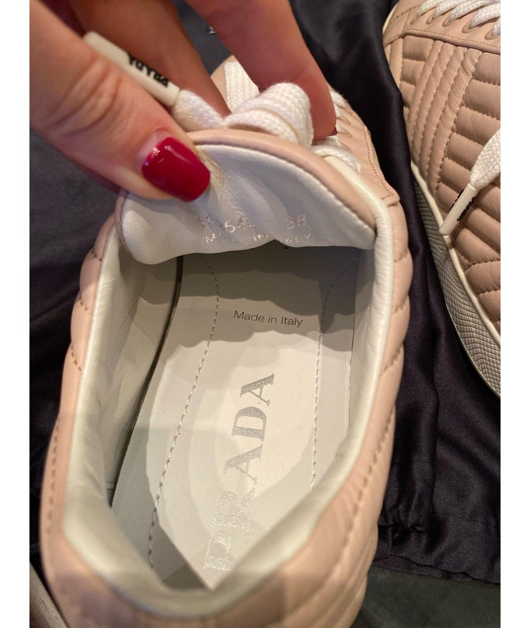 PRADA Розовые кожаные кеды, фото 6