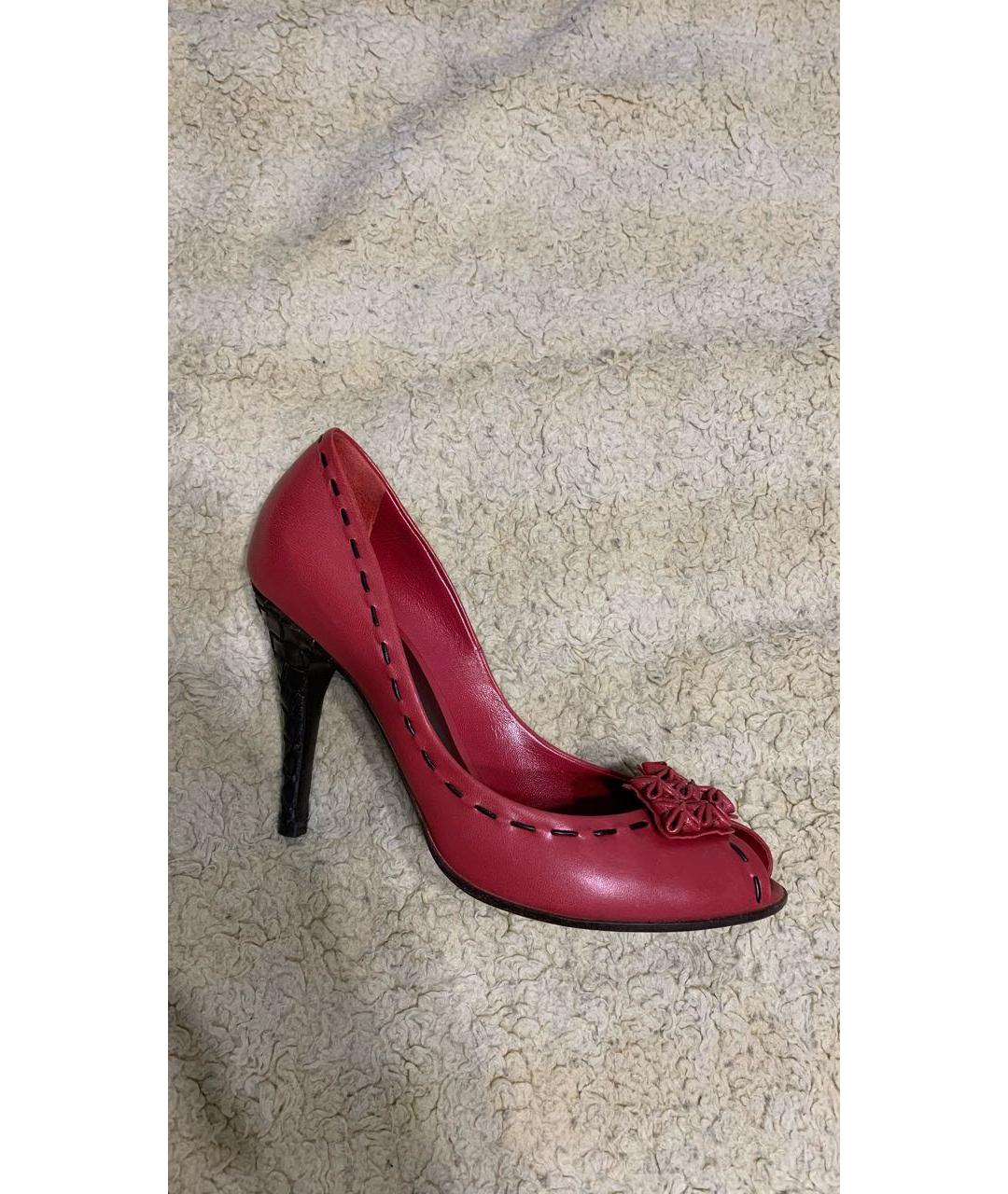 BOTTEGA VENETA Бордовые кожаные туфли, фото 8